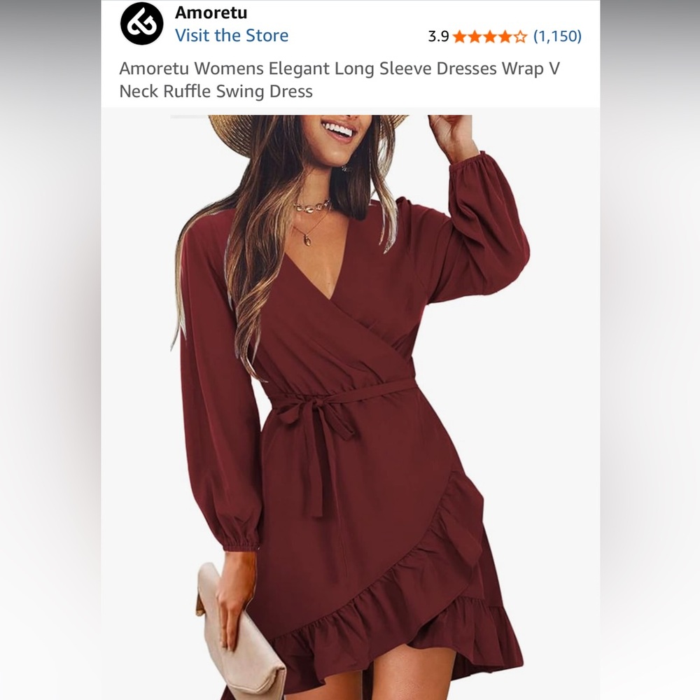 Red/maroon xl wrap ruffle dress